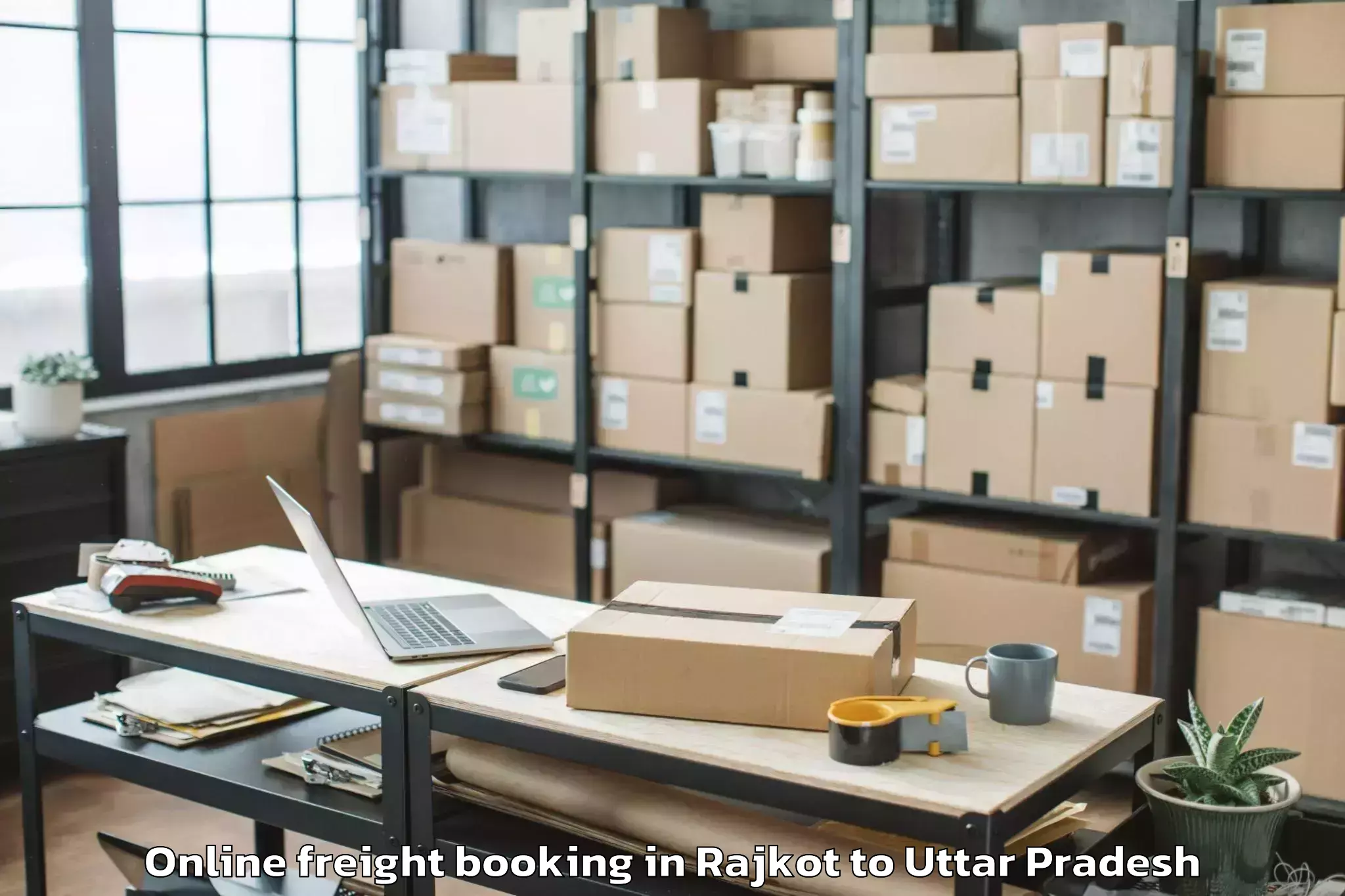 Top Rajkot to Safipur Online Freight Booking Available